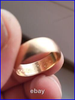 Antique Tsarism Imperial 14K Gold Wedding Ring / Band 56 Zolotnik GCW RARE 4.45g