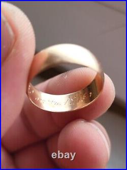 Antique Tsarism Imperial 14K Gold Wedding Ring / Band 56 Zolotnik GCW RARE 4.45g