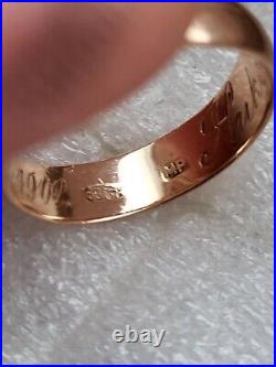 Antique Tsarism Imperial 14K Gold Wedding Ring / Band 56 Zolotnik MP RARE 4.29g