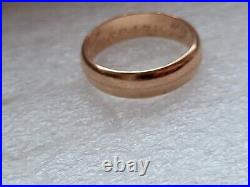 Antique Tsarism Imperial 14K Gold Wedding Ring / Band 56 Zolotnik MP RARE 4.29g