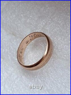 Antique Tsarism Imperial 14K Gold Wedding Ring / Band 56 Zolotnik MP RARE 4.29g