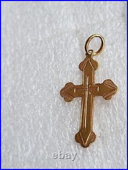 Antique Tsarism Russia Imperial 56/14K Gold Cross Christian Pendant 1900 years