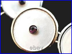 Antique Vintage Imperial Russian 56 Gold 14K Ruby Mother of Pearl Mens Cufflinks