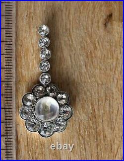 Antique Vintage Soviet Russian Silver 925 Pendant Crystal Gold Plated Royal