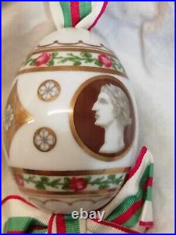 Antique imperial russian porcelain factory easter egg bust golden