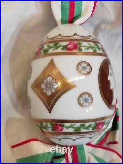 Antique imperial russian porcelain factory easter egg bust golden