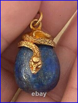 Antique lapis lazuli Imperial Egg with silver gilt mount Stamped 84