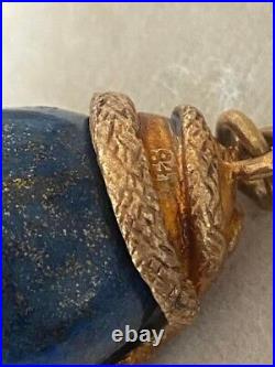 Antique lapis lazuli Imperial Egg with silver gilt mount Stamped 84