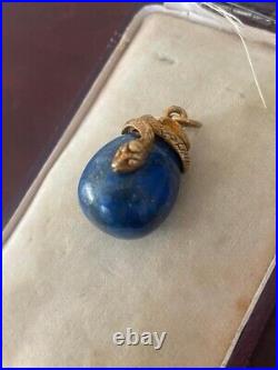 Antique lapis lazuli Imperial Egg with silver gilt mount Stamped 84