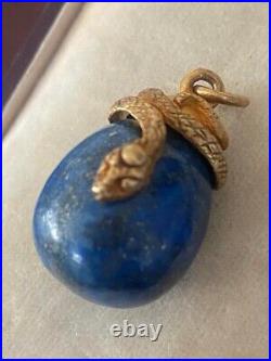 Antique lapis lazuli Imperial Egg with silver gilt mount Stamped 84