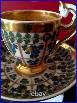 Beautiful Antique OldParis or Russian Imperial Batenin Porcelain Gold Washed