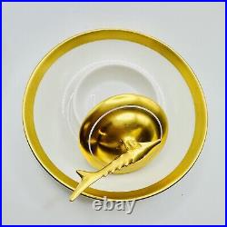 Beluga Caviar Dish Gold Lomonosov Russian Imperial Porcelain Factory Lfz