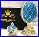 Blue Faberge Egg style Trinket Fabergé Austrian Crystal Diamond Pure Gold Decor