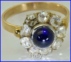 Certified antique Imperial Russian 18k gold, 1.17ct Diamonds& 2.8ct Sapphire ring