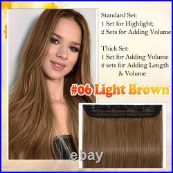 Clip In Russian Real Remy 100% Human Hair Extensions One Piece 3/4 Full Head UK