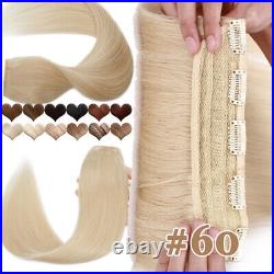 Clip in One Piece 100% Human Hair Extensions Remy 3/4 Full Head Thick Real Hair