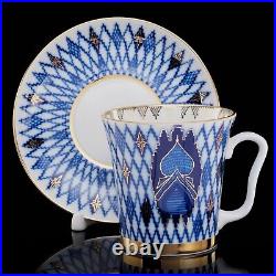 Cobalt 22K Gold Tea Mug and Saucer Russian Church Imperial Lomonosov Porcelain