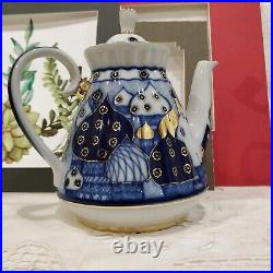 Cobalt 22K Gold Tea pot Russian Church Imperial Lomonosov Porcelain