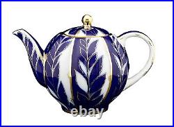 Cobalt 22K Gold Teapot Russian Church Imperial Lomonosov Porcelain
