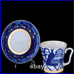 Cobalt Gold Mug and Saucer Russian Bells Imperial Lomonosov Porcelain