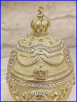 Designer Faberge Eggs Imperial Egg Russia 24k GOLD Swarovsk Diamond HANDMADE 5ct