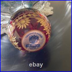 Elegant Imperial Russian Crystal Ruby Red And Gold Etched Egg Headed Eagle