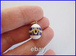 FABERGE 1900 14K Gold Enamel Apple Blossom Garlands Easter Egg Pendant Charm