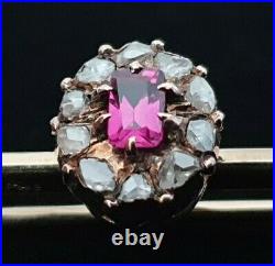 FABERGE Brooch Pin Imperial Russian Gold 56 Burma Ruby Old Mine Rose Diamond 14K