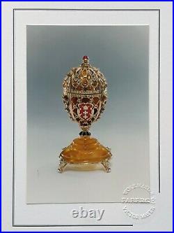 FABERGE Egg Victor Mayer Gdansk Amber 18K Gold Enamel Guilloche Imperial Russian