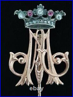 FABERGE Era Imperial Russian 56 Gold Royal Stick Pin Romanov Duchess FEDOR LORIE