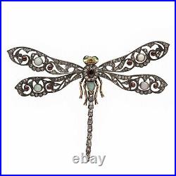 FABERGE Era Imperial Russian Dragonfly Brooch Gold Pin Diamond Jewelry Romanov