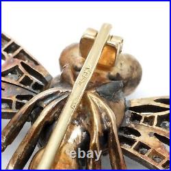 FABERGE Era Imperial Russian Dragonfly Brooch Gold Pin Diamond Jewelry Romanov
