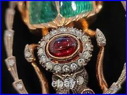 FABERGE Era Russian Brooch Pin Gold Diamond Guilloche Enamel Beetle Romanov Tsar