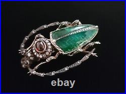 FABERGE Era Russian Brooch Pin Gold Guilloche Enamel Beetle Romanov Jewelry Tsar