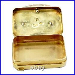 FABERGE Imperial Russian Gold 18K Diamond Ruby Snuff Pill Box Case Saint George