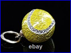 FABERGE K? Russian 56 Gold Platinum Diamond Enamel Guilloche Egg Pendant 14K RU