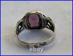 FABERGE design Imperial Russian Ring 56 Gold/84 Silver with Amethyst Stone
