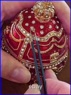 Faberge Egg Russian Fabrege Egg Jewelry box Royal Purple 24k Gold 4ct Swarovski