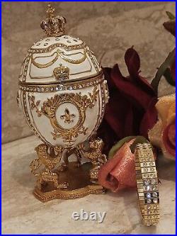 Faberge Egg Style Imperial Lion 24k Gold Bracelet 4ct Swarovski Fabrege HMD