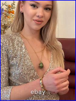 Faberge Egg Style Jewelry HANDMADE Gold Necklace Emerald Bracelet SET Bridesmaid