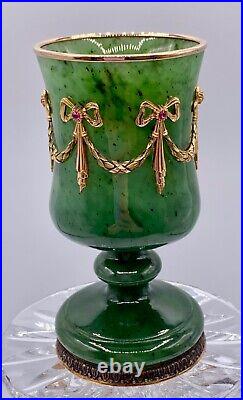 Fabergé Imperial Charka Nephrite & 56 Gold & 6 Rubies Workmaster HENRIK WIGSTRÖM