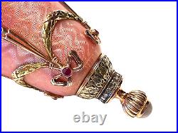 Faberge Imperial Jeweled Multi Color 14k Gold & Guilloche Perfumer