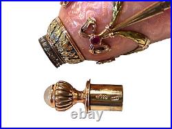 Faberge Imperial Jeweled Multi Color 14k Gold & Guilloche Perfumer