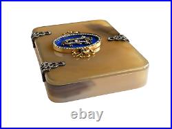 Faberge Imperial Russian 14k Gold, Diamond & Enamel Agate Box Circa 19-20th C