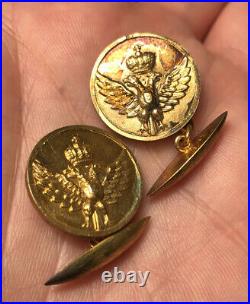 Fine Antique Imperial 84 Mark Russian Eagle Gold Gilt Sterling Silver Cufflinks