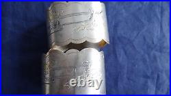 Great Pair Russian Antique Imperial 84 Silver Gold Wash Engraved Napkin Rings