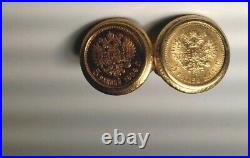 Great vintage 18k gold men's cufflinks Russian Imperial Nicolai II 5 rubles coin