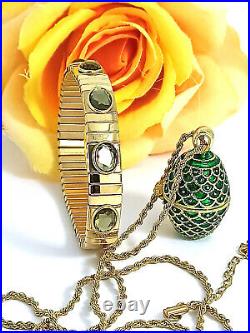 Green Faberge egg Jewelry Handmade 24k Gold