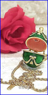 Green Russian Easter egg Faberge Pendant Necklace Bracelet set gift 24K GOLD HMD