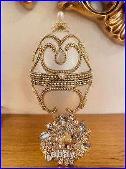 HANDCARVED Imperial Russian Faberge egg Music box PLUS Faberge Necklace 24K GOLD